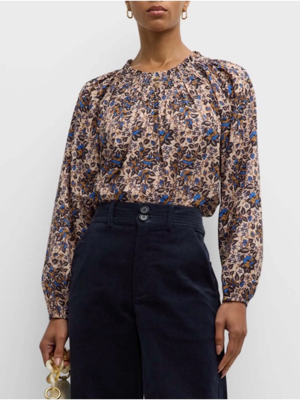 APIECE APART Esparta Organic Cotton Floral Peasant Top Size SMALL